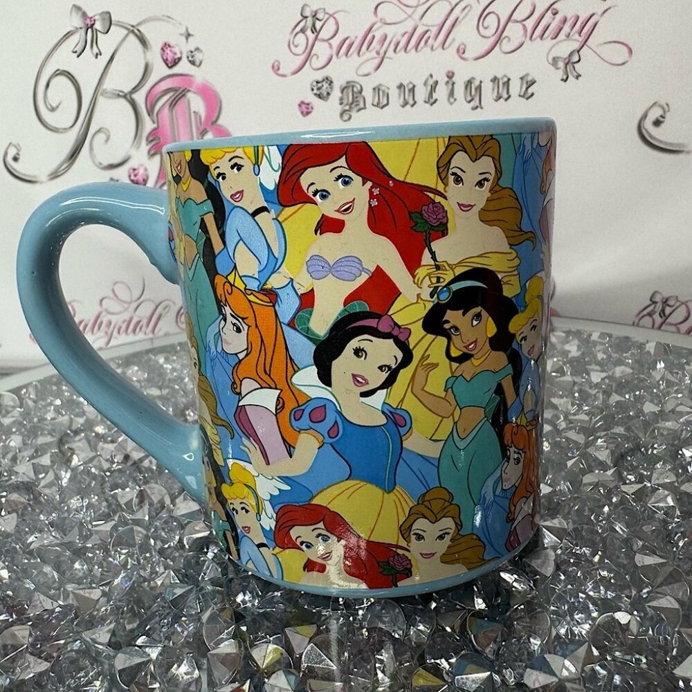 Disney princess mug multi color rainbow 🌈 blue brand new with tags drinkware